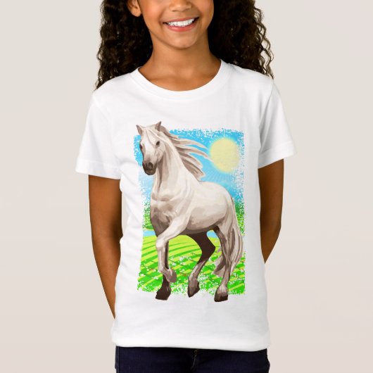 Reitsport - Weißes Pferd - Reiten T-Shirt (Vorderseite)