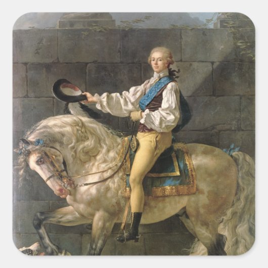 Reitsportrait von Stanislas Kostka Quadratischer Aufkleber (Vorderseite)