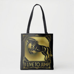 Reitstall I Live to Jump Art Deco Tasche