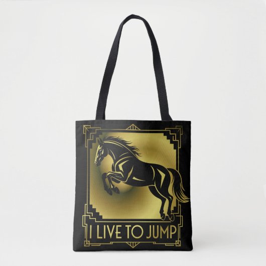 Reitstall I Live to Jump Art Deco Tasche (Vorderseite)