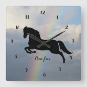 Reitstall Quadratische Wanduhr (Vorderseite)