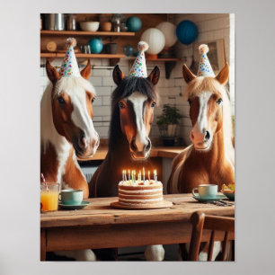 Reitstour Kunst, Pferderäuberparty, Funny Horse Poster