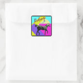 Reitstunde im Comic Quadratischer Aufkleber (Tasche)