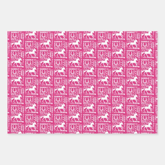 Reittheater Niedlich Girly Geschenkpapier Set (Vorderseite)