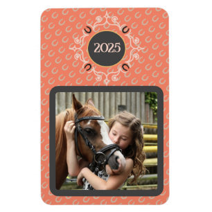 Reittier Custom Text Lucky Horse Shoe Foto Magnet