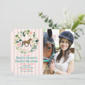 Reittier Derby Brautparty Foto Einladung (Stehend Vorderseite)