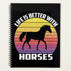 Reittier Geschenk Cowgirl Black Horse Lover Daily Planer