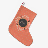 Reittier Mongram Lucky Horseshoe Pattern Großer Weihnachtsstrumpf (Vorderansicht (hängend))