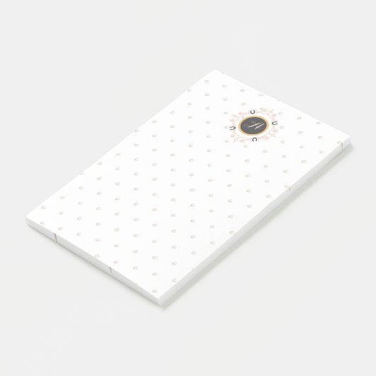 Reittier Mongram Lucky Horseshoe Pattern Post-it Klebezettel (angewinkelt)