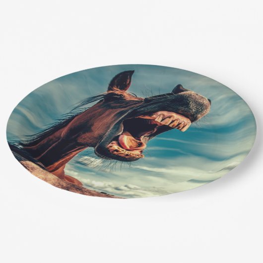 Reittier Pappteller (Schrägansicht)