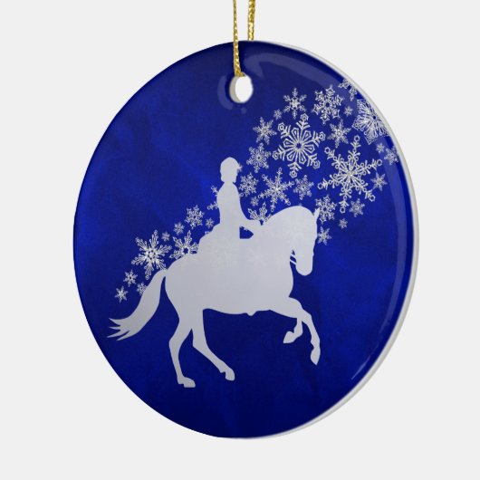 Reittier Silver Snowflake auf Royal Blue Keramik Ornament (Links)