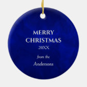 Reittier Silver Snowflake auf Royal Blue Keramik Ornament (Hinten)