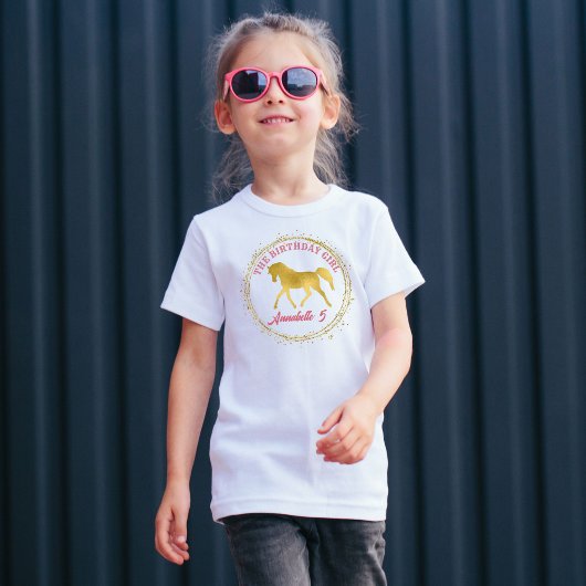 Reittiere aus Rosa und Gold T-Shirt