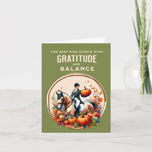 Reittiere Herbst Pumpkin Dankeskarte (Vorderseite)