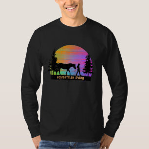 Reittiere Living Colorful Sunset Horse Girl Silho T-Shirt