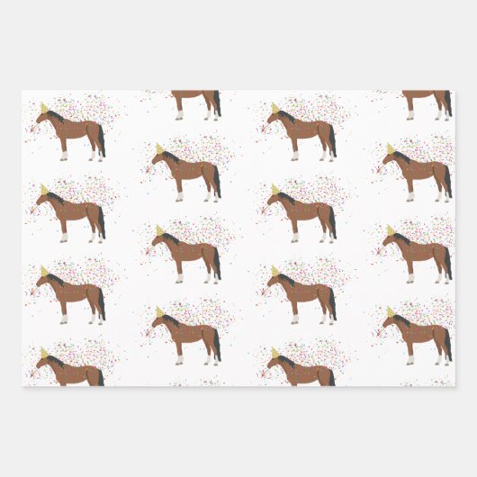Reittiere mit Party Geschenkpapier Set (Vorderseite)