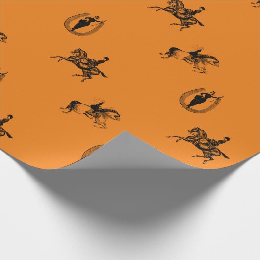 Reittiere - Orange Geschenkpapier (Ecke)
