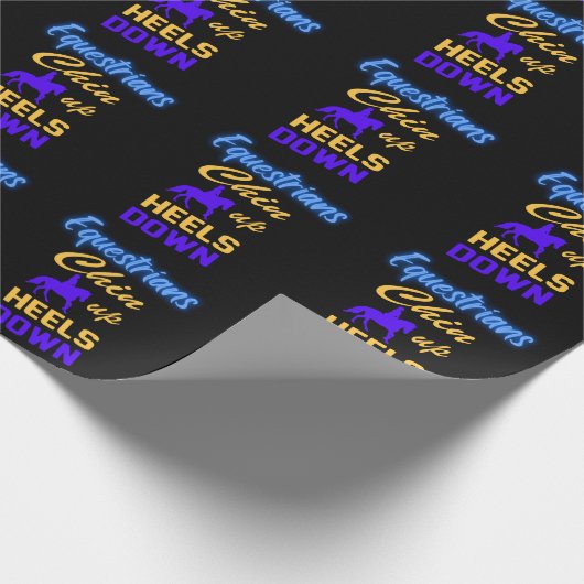 Reittiere versinken Heelse in blau-gelb Geschenkpapier (Ecke)