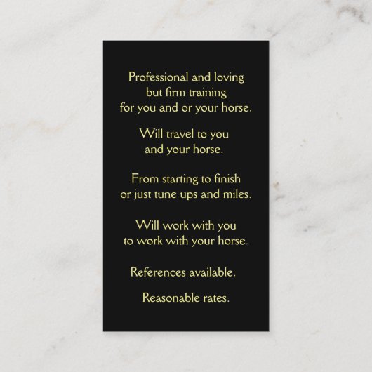 Reitunterricht  visitenkarte (Rückseite)