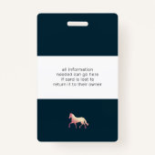 Reitveranstaltung Rose Goldpferd Monogramm Name Ausweis (Rückseite)