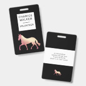 Reitveranstaltung Rose Goldpferd Monogramm Name Ausweis (Vorder- & Rückseite)