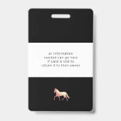 Reitveranstaltung Rose Goldpferd Monogramm Name Ausweis (Rückseite)