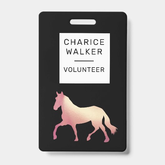 Reitveranstaltung Rose Goldpferd Monogramm Name Ausweis (Vorderseite)