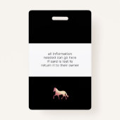 Reitveranstaltung Rose Goldpferd Monogramm Name Ausweis (Rückseite)