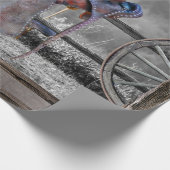 Reitwagen-Rad für den Western der Reitzaun Geschenkpapier (Ecke)