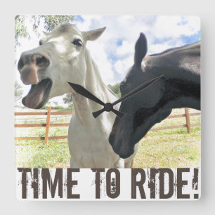 Reitzeit Reitpferde Quadratische Wanduhr