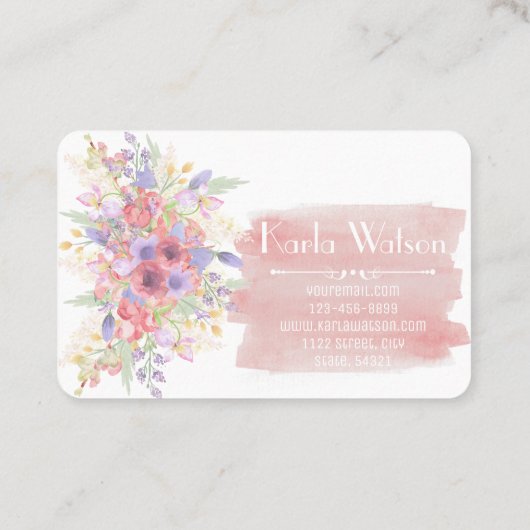 Reizend Aquarell-BlumenVisitenkarten Visitenkarte (Rückseite)