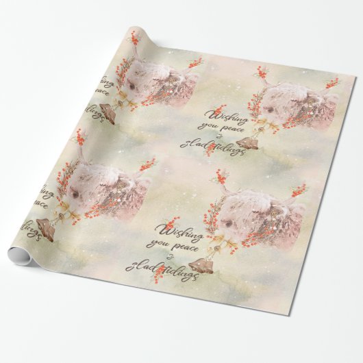 Reizend Aquarell-Weihnachtskuh Geschenkpapier (Ungerollt)