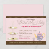 Reizend Brauttee-Party Einladung (pink) (Vorne/Hinten)
