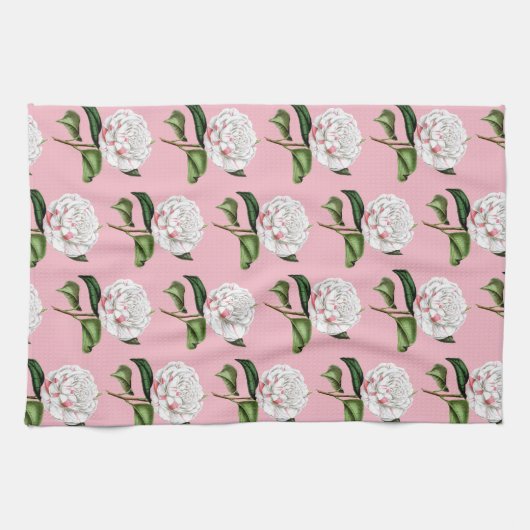 Reizend Kamelie mit Blumen Geschirrtuch (Horizontal)