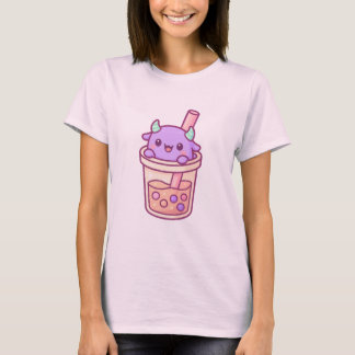 Reizend Kawaii Monster with Rainbow Bubble Tea T-Shirt