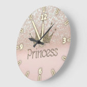 Reizend Tiara, Prinzessin, Glittery Bokeh Große Wanduhr (Winkel)