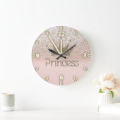 Reizend Tiara, Prinzessin, Glittery Bokeh Große Wanduhr (Zuhause)