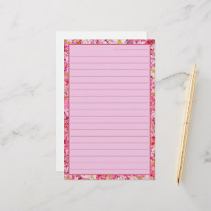 reizend und Hübsch rosa blumenüberzogen Briefpapier