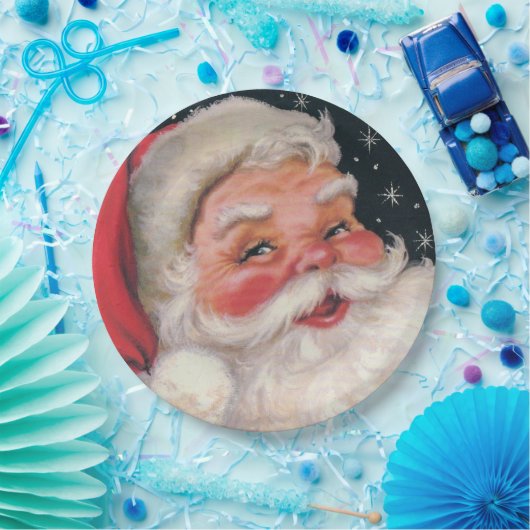 Reizend Vintager Weihnachtsmann Pappteller (Party)