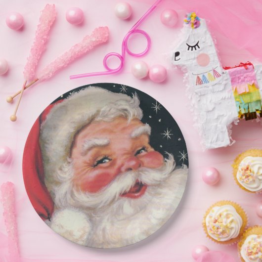 Reizend Vintager Weihnachtsmann Pappteller (Party)