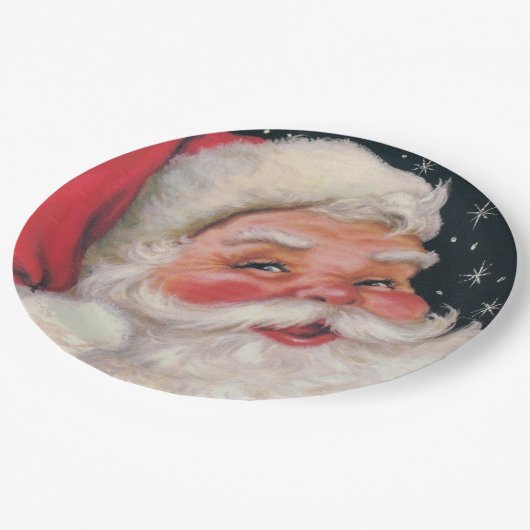 Reizend Vintager Weihnachtsmann Pappteller (Schrägansicht)