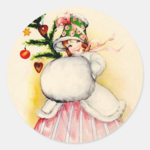 Reizend Weihnachtsmädchen Runder Aufkleber