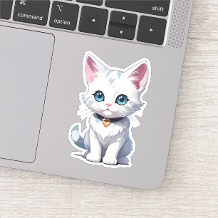 Reizend Weißes Katzen-Design Aufkleber
