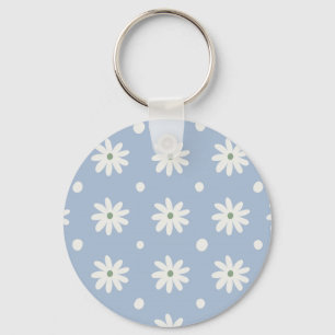 Reizende blaue Daisy und Polka-Tupfen Schlüsselanhänger