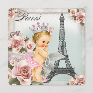 Reizende blonde Prinzessin Paris Baby Shower Einladung