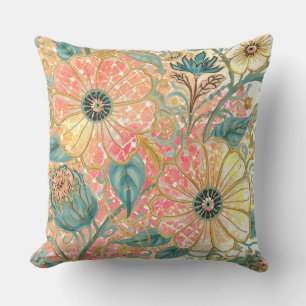 Reizende blühende Blumen mit farbenfrohem Design Kissen