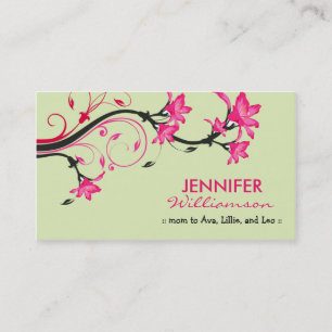 Reizende Blumenmama-Telefonkarte:: Grün/Rosa Telefonnummerkarte