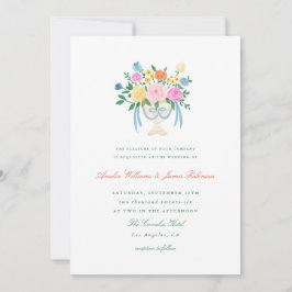 Reizende Charme-Handbemalte Blumenhochzeits-Einlad Einladung