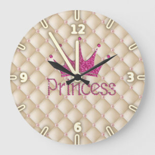 Reizende Chic Perlen, Tiara, Prinzessin, Glitzernd Große Wanduhr