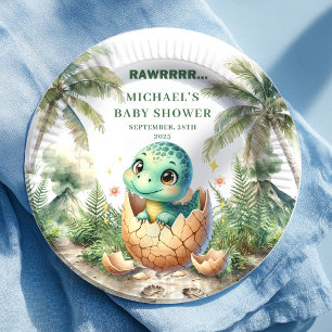 Reizende Dino-Baby-Party Namensschilder zum baldig Pappteller